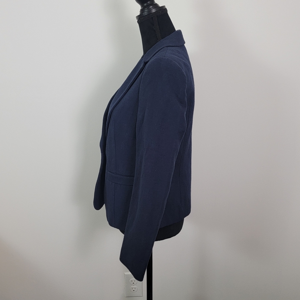The Korner womens Navy Blue Blazer Suit Jacket Size Medium 100% Cotton - Picture 5 of 15